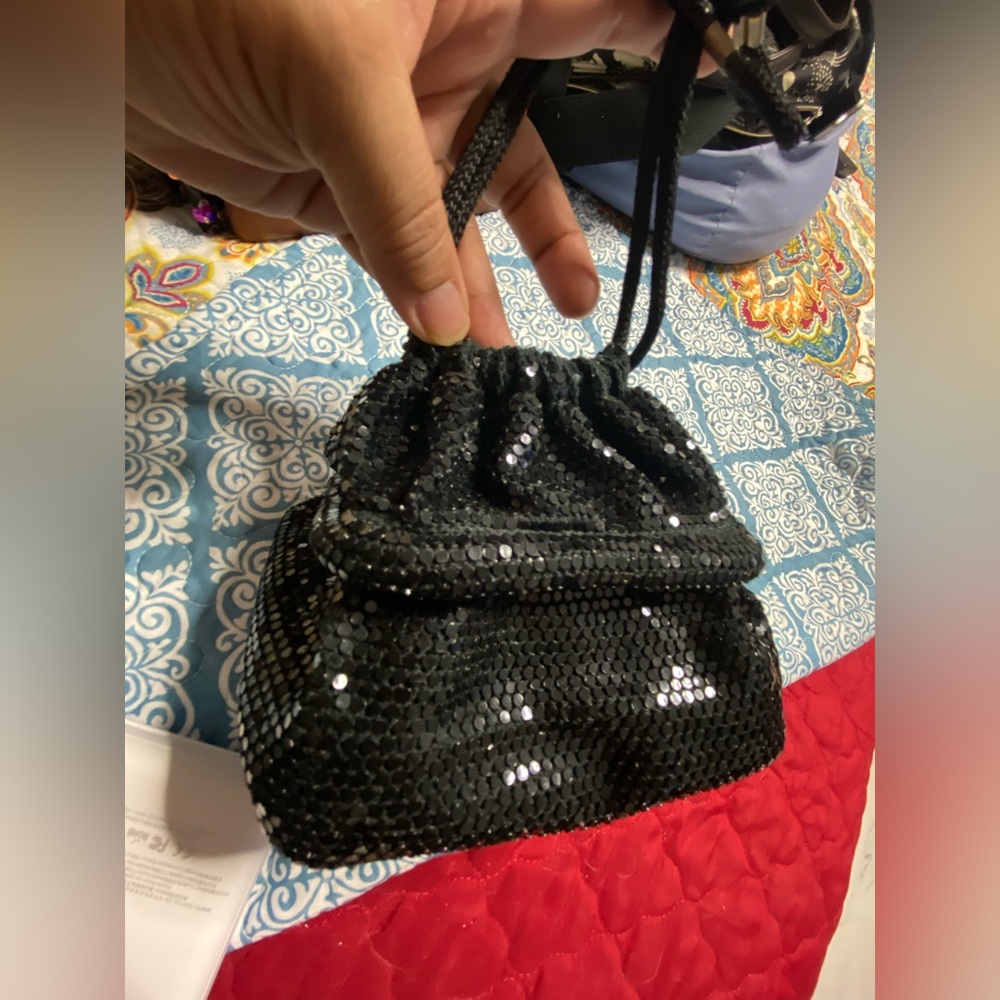 LIMURED Black Sequined Mini Pouch Hand Bag